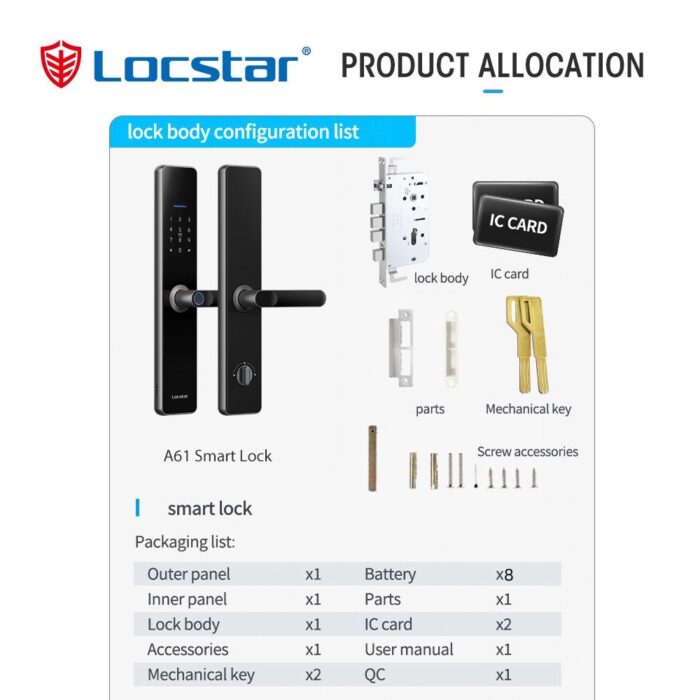 Locstar Wifi TTlock App Smart Door Lock Biometric Lock Fingerprint Door Handle Digital Keyless Lock - Image 6