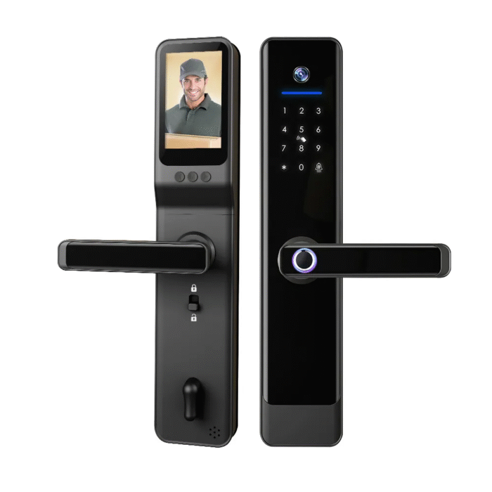 All-in-One Smart Door Lock – Tuya App Control, Fingerprint, RFID, Video Intercom Access - Image 1