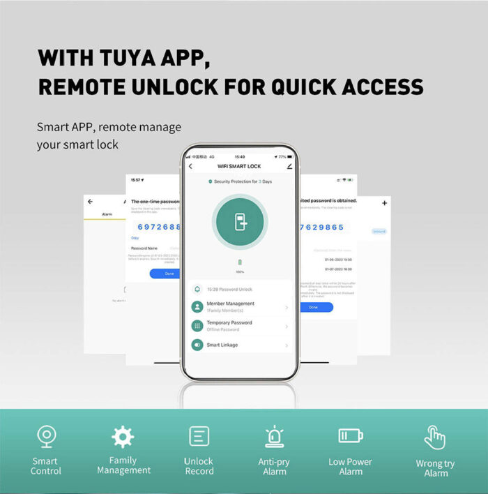 All-in-One Smart Door Lock – Tuya App Control, Fingerprint, RFID, Video Intercom Access - Image 6