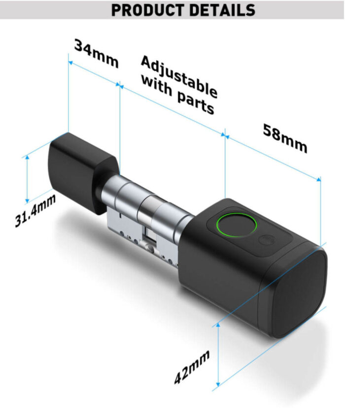 Smart Tuya Control Cylinder Door Lock with Key Rfid App Fingerprint - Image 5
