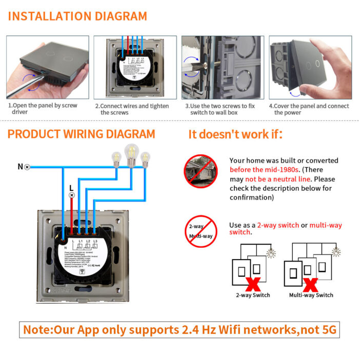 Bingoelec 10A Glass Touch WiFi Switch – EU/UK Smart Wall Light Switch with Tuya App - Image 5
